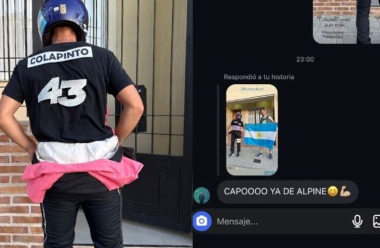 De Concordia a la Fórmula 1: un runner entrerriano se vistió de Colapinto y Franco enloqueció